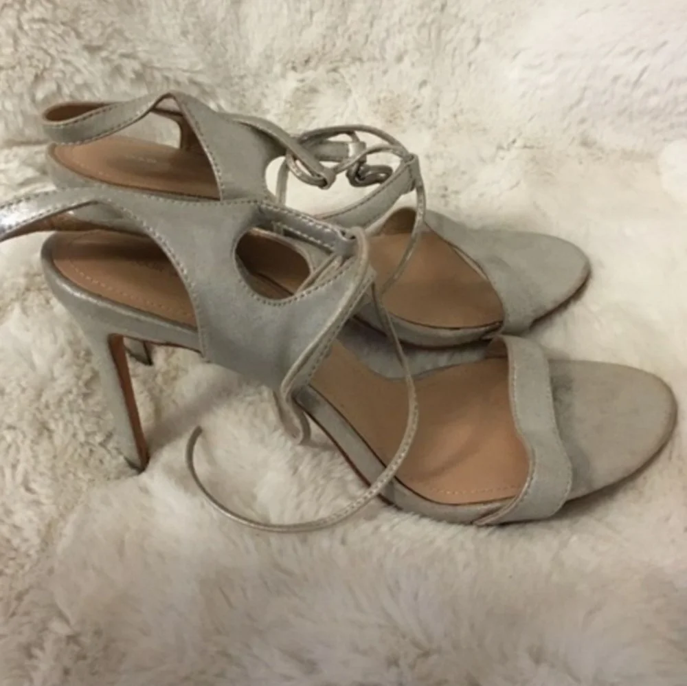 Silver Pour La Victoire Leather High Heel Sandals